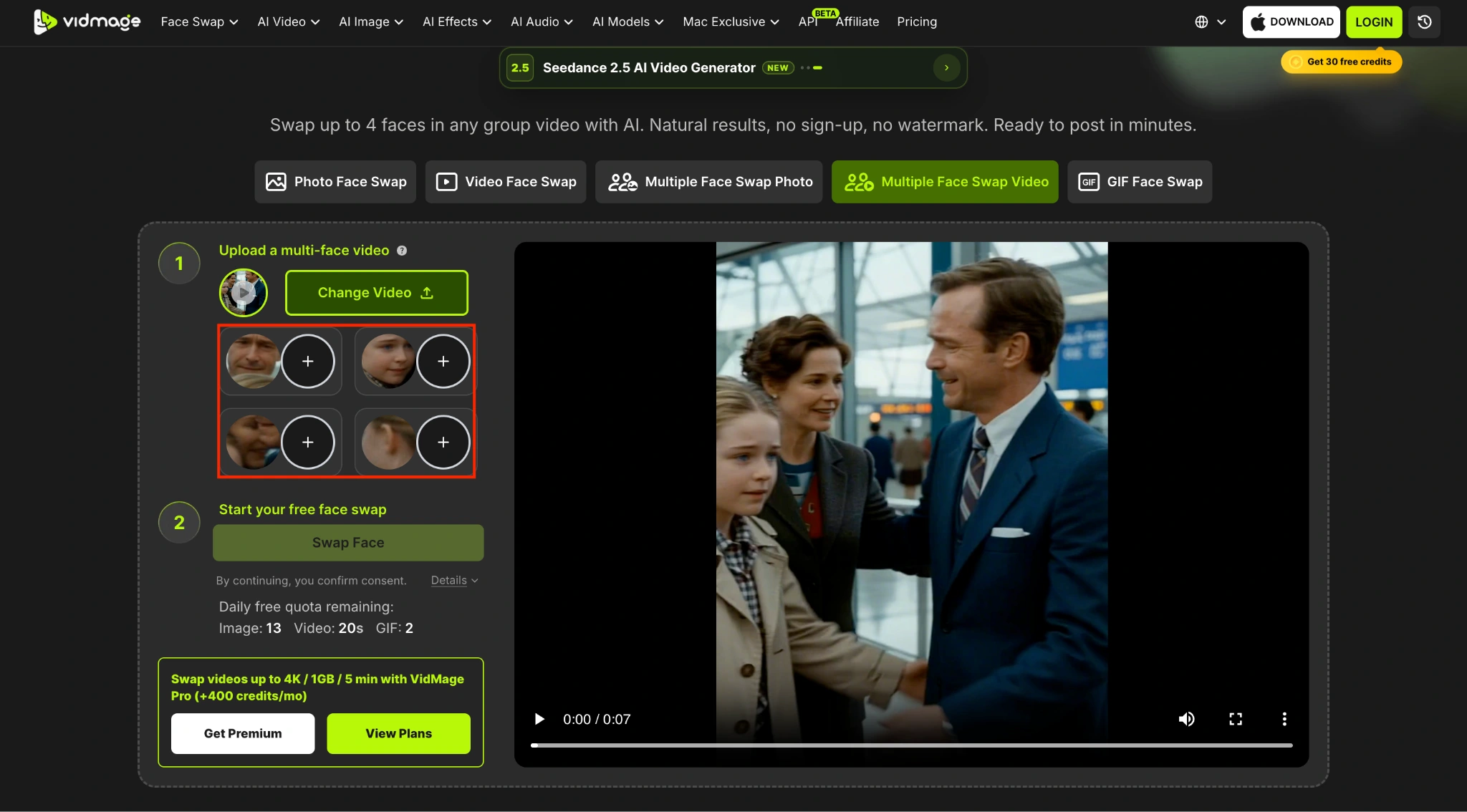 VidMage map source faces to people in video
