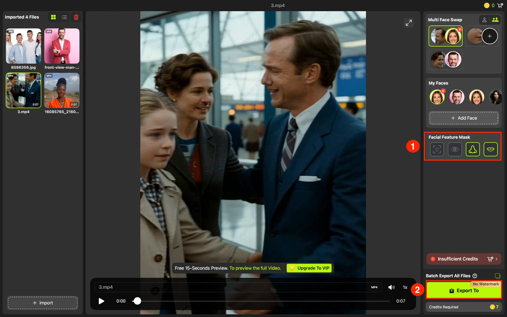 VidMage Mac export multiple face swap video