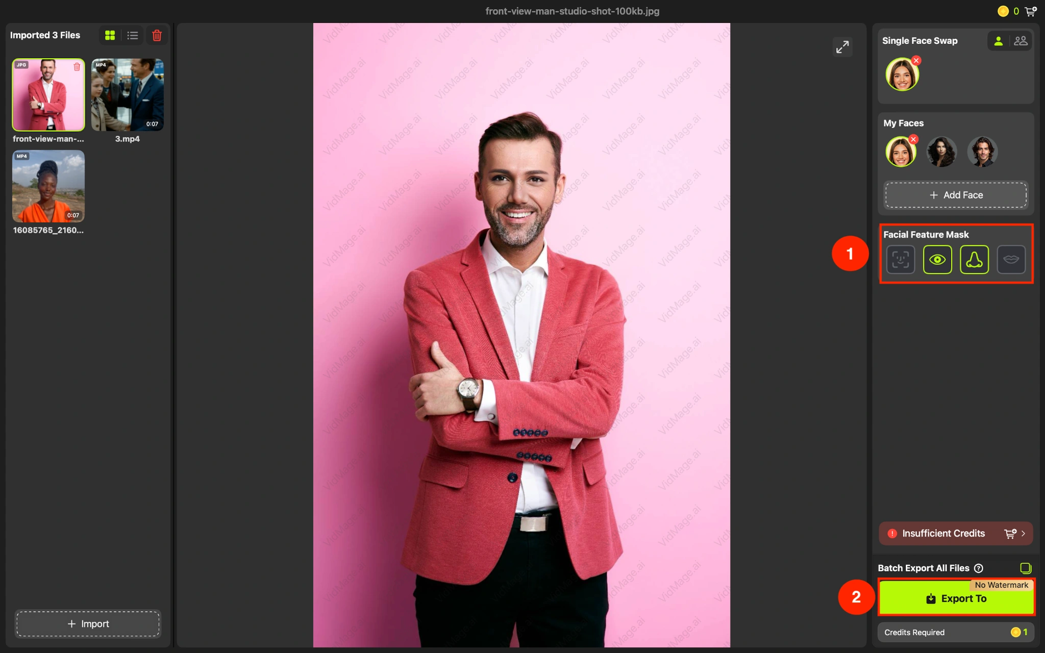 VidMage click export to