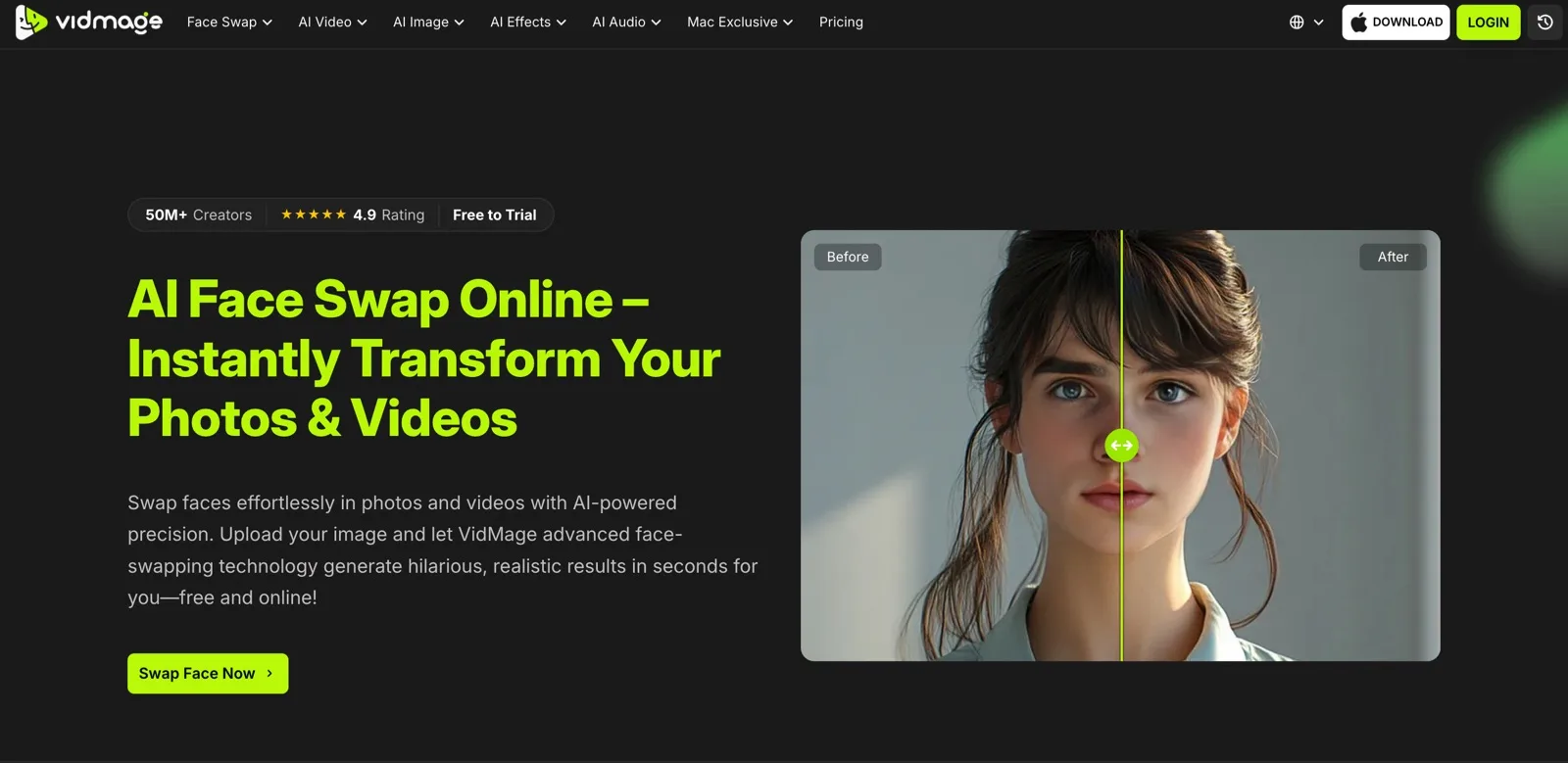 VidMage homepage hero screenshot