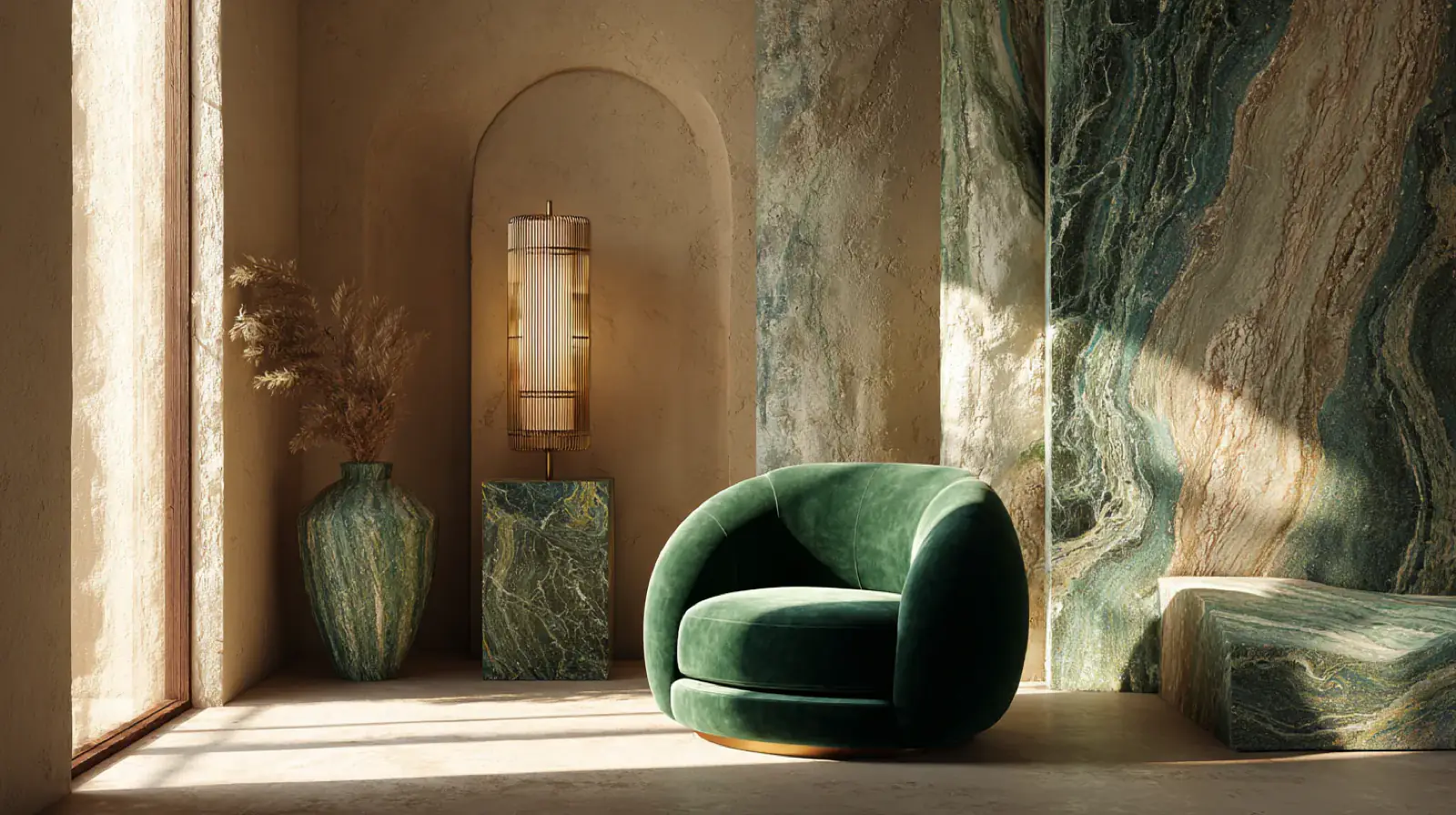 example emerald velvet marble interior