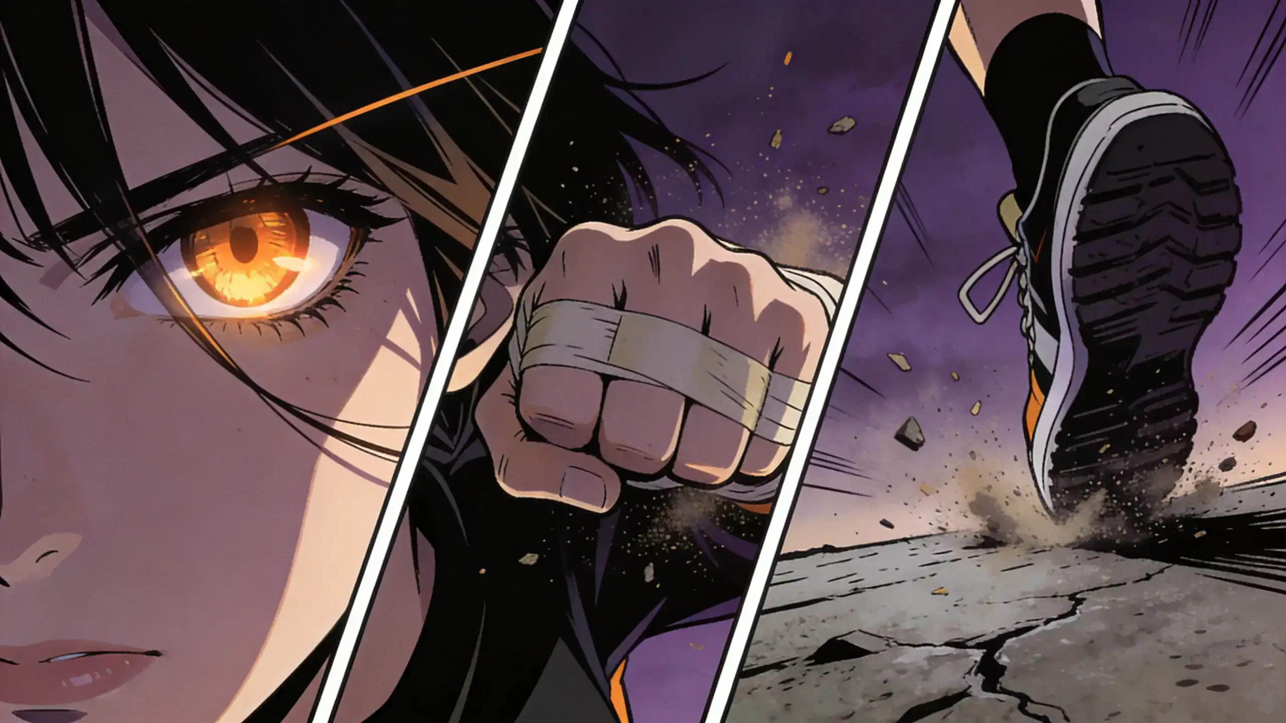 Anime fighter mid-kick with speed lines illustrating Vidu stylized motion generation