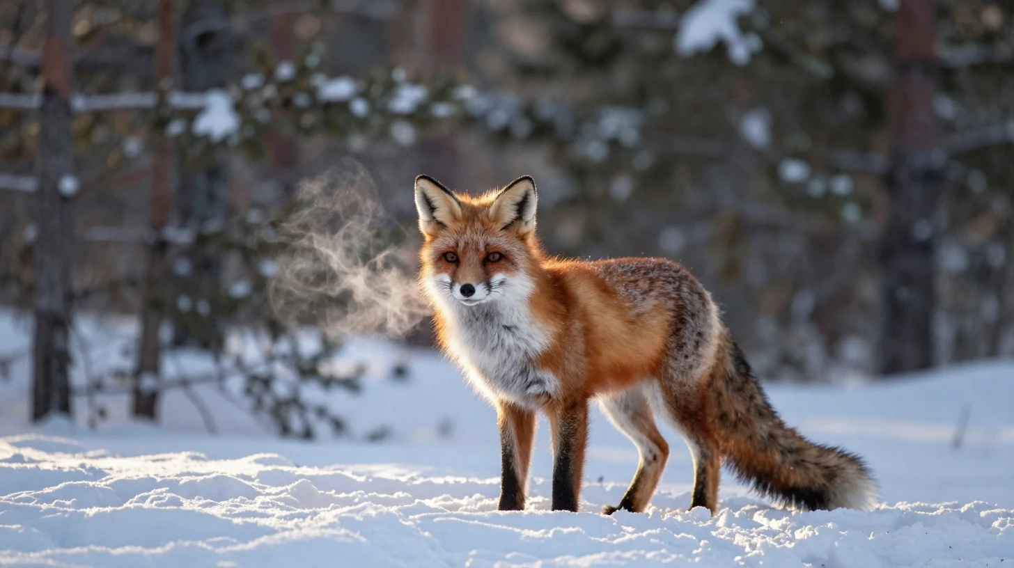 feature open red fox snow